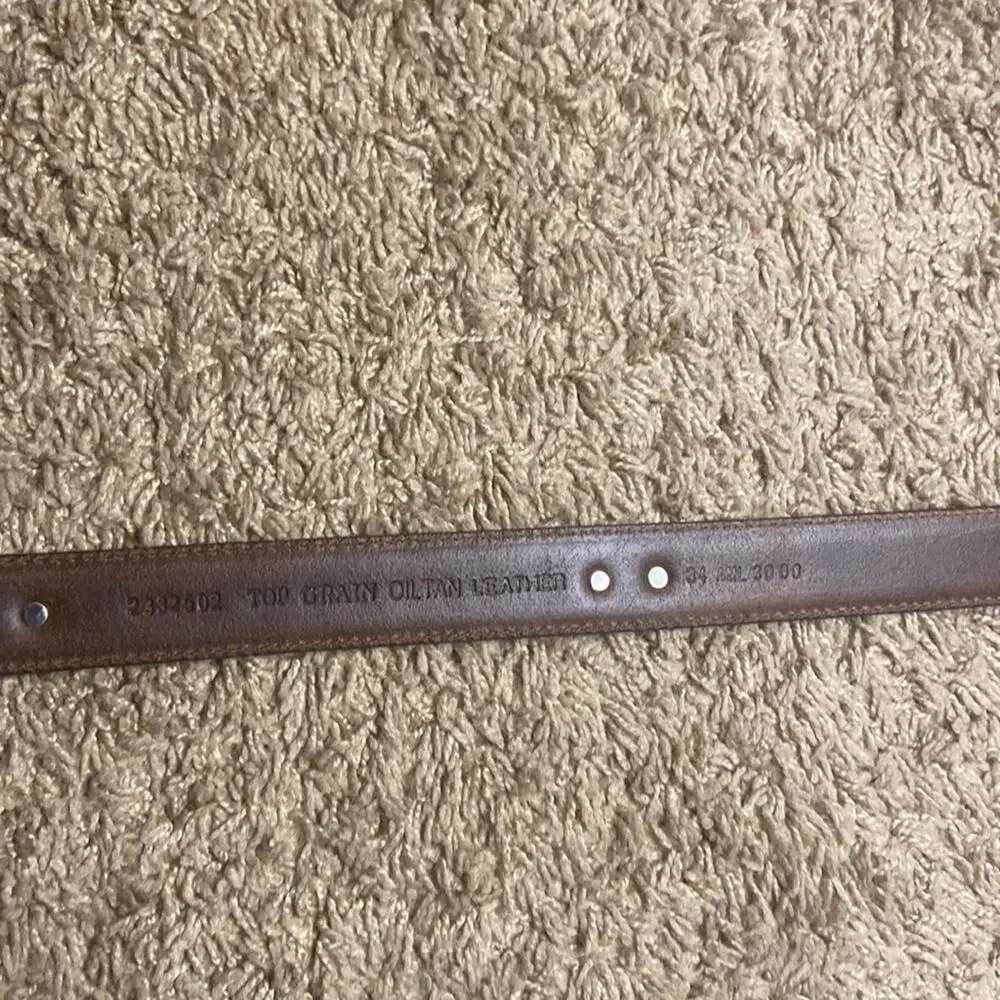 Belt AML 3000 Golf Emblem Women Brown Top Grain Oil Tan Leather Belt Size 34